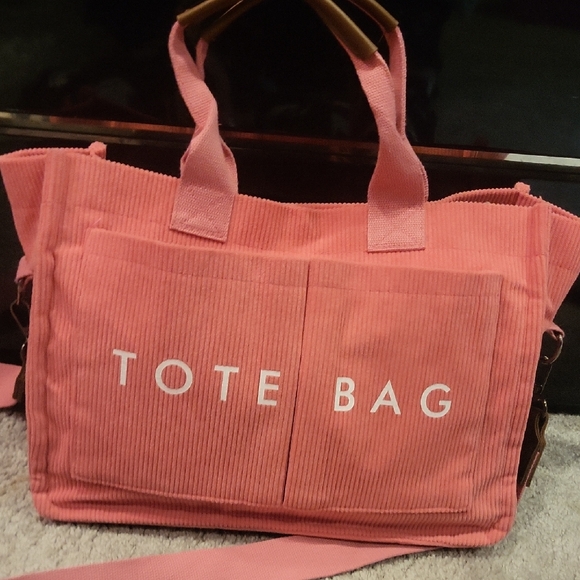 Handbags - Ribbed Pink Tote Bag